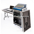 16u DJ Workstation Flight Case Rack with Side Tables and 10u Mixer Slant
